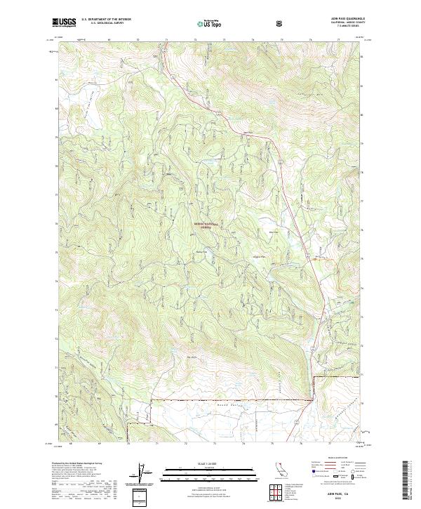 US Topo 7.5-minute map for Adin Pass CA