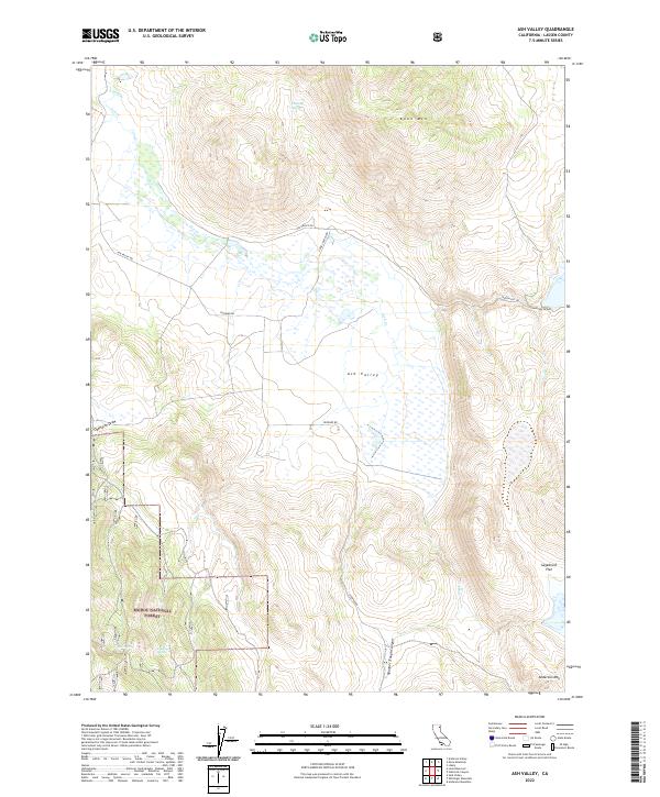 US Topo 7.5-minute map for Ash Valley CA