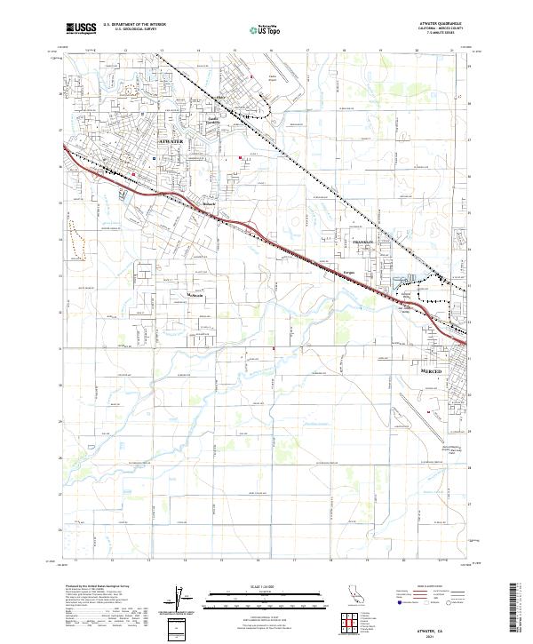US Topo 7.5-minute map for Atwater CA – American Map Store