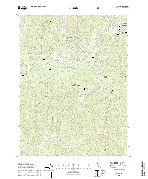 US Topo 7.5-minute map for Big Bar CA