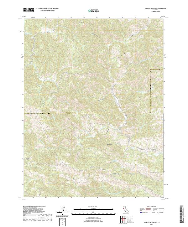 US Topo 7.5-minute map for Big Foot Mountain CA