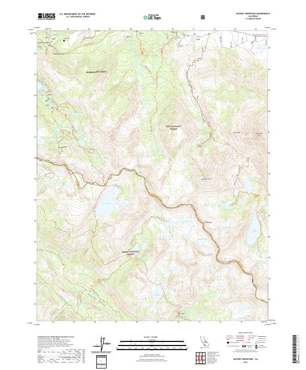 US Topo 7.5-minute map for Bloody Mountain CA