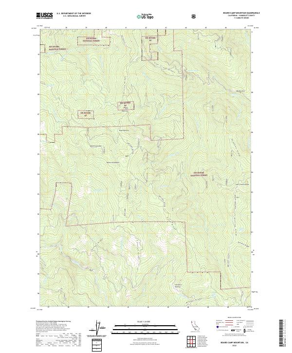 US Topo 7.5-minute map for Board Camp Mountain CA