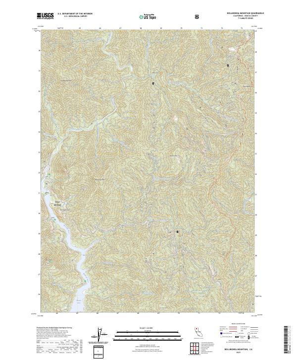 US Topo 7.5-minute map for Bollibokka Mountain CA