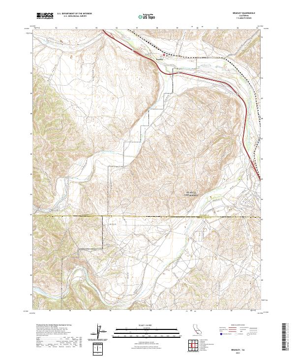 US Topo 7.5-minute map for Bradley CA