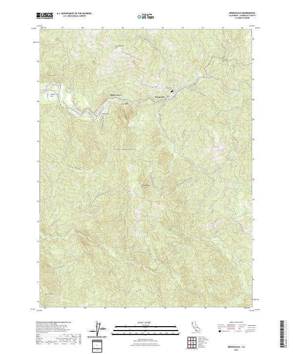 US Topo 7.5-minute map for Bridgeville CA