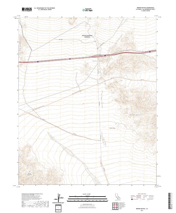 US Topo 7.5-minute map for Brown Buttes CA