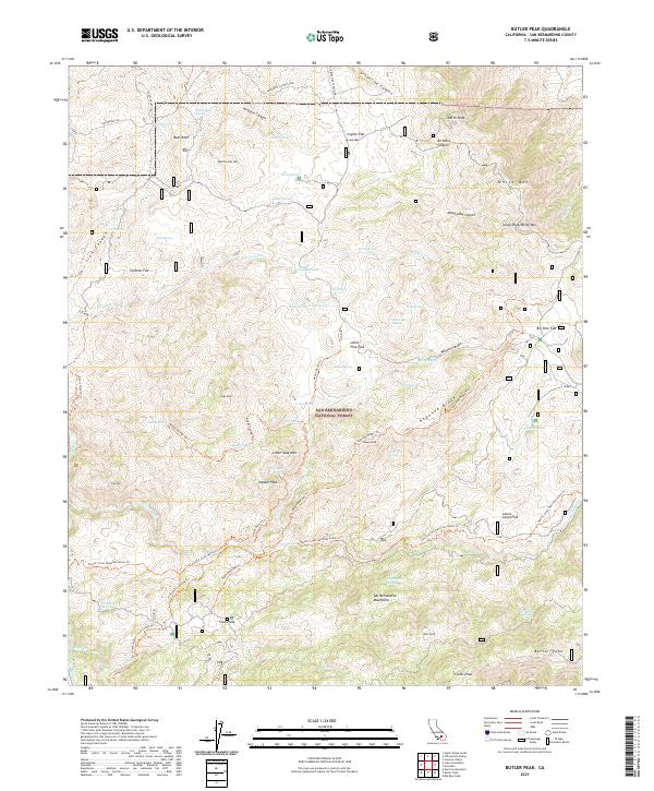 US Topo 7.5-minute map for Butler Peak CA