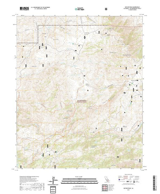 US Topo 7.5-minute map for Butler Peak CA – American Map Store