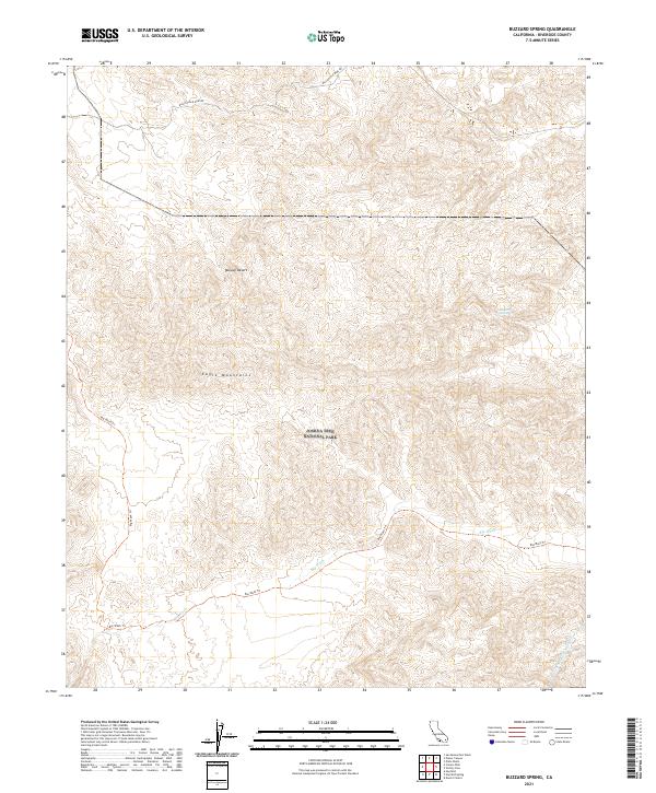 US Topo 7.5-minute map for Buzzard Spring CA
