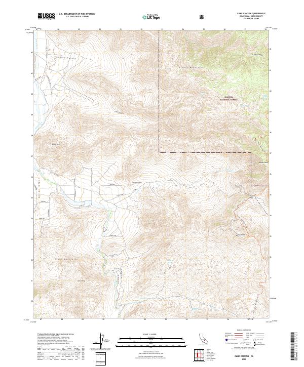 US Topo 7.5-minute map for Cane Canyon CA