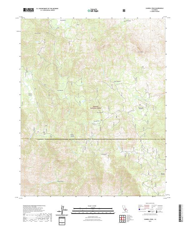 US Topo 7.5-minute map for Cannell Peak CA