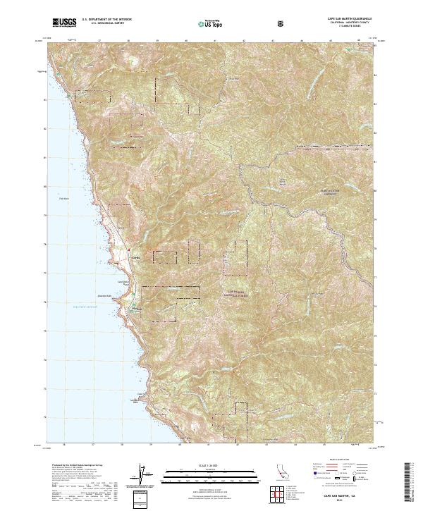 US Topo 7.5-minute map for Cape San Martin CA