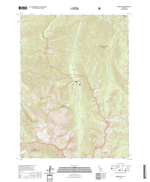 US Topo 7.5-minute map for Caribou Lake CA