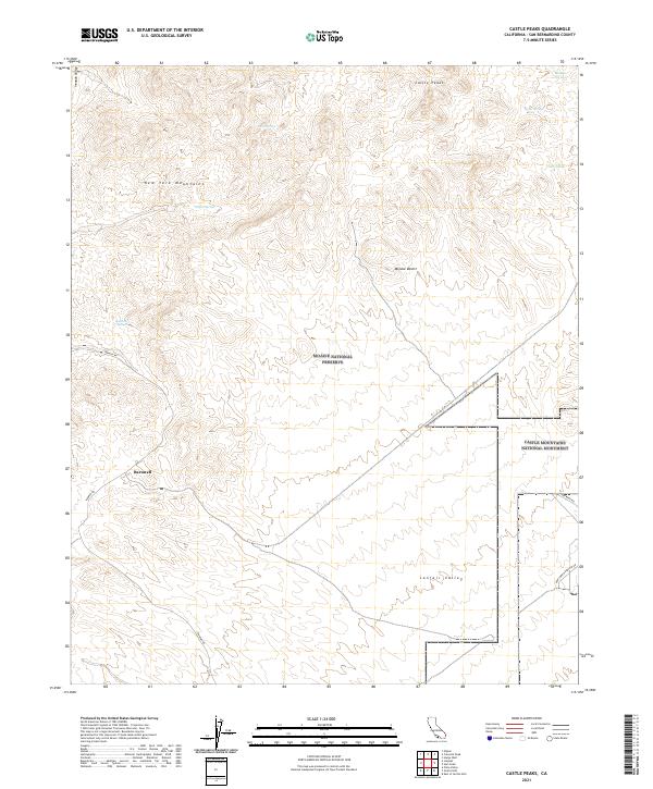 US Topo 7.5-minute map for Castle Peaks CA