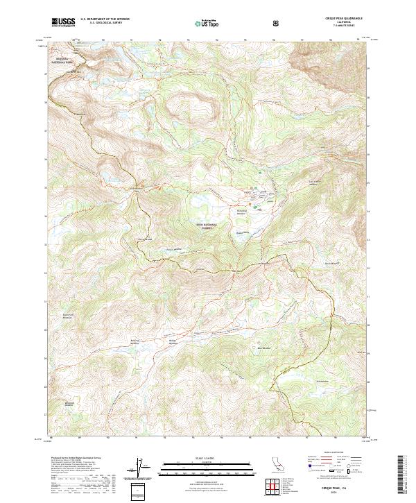 US Topo 7.5-minute map for Cirque Peak CA