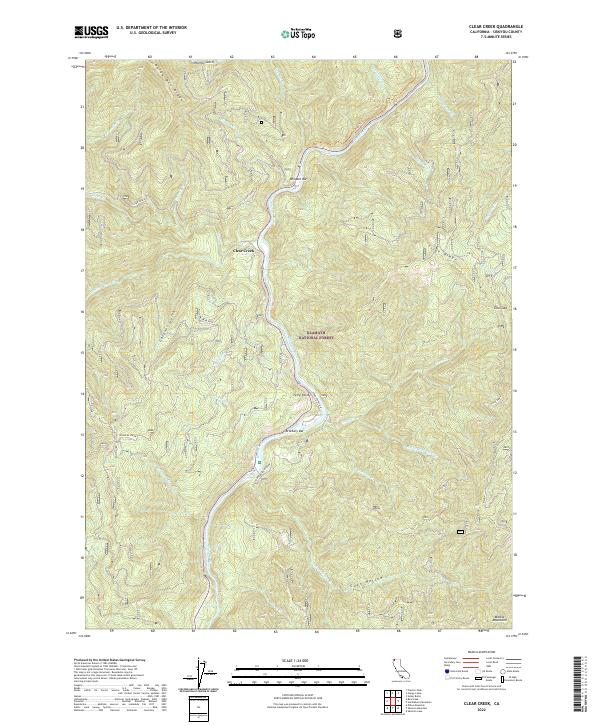 US Topo 7.5-minute map for Clear Creek CA