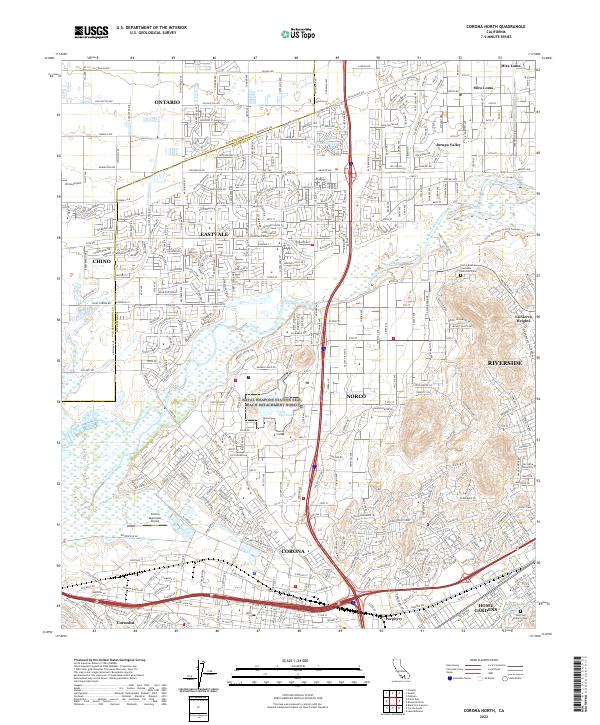 US Topo 7.5-minute map for Corona North CA