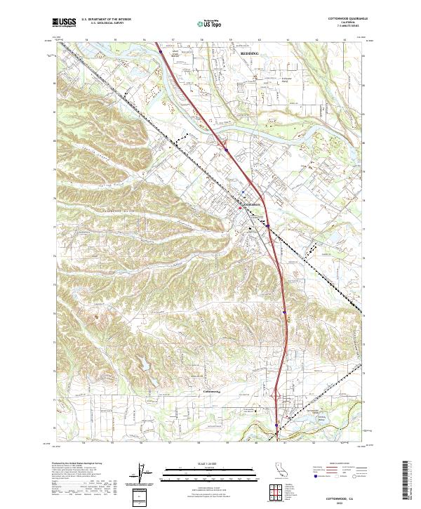 US Topo 7.5-minute map for Cottonwood CA