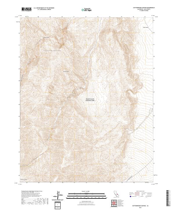 US Topo 7.5-minute map for Cottonwood Canyon CA