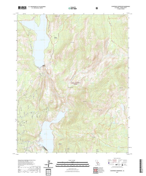 US Topo 7.5-minute map for Courtright Reservoir CA
