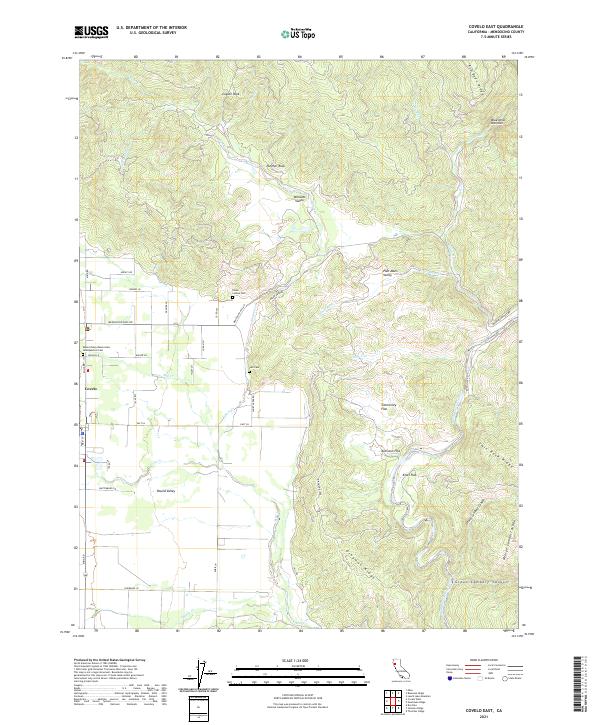 US Topo 7.5-minute map for Covelo East CA