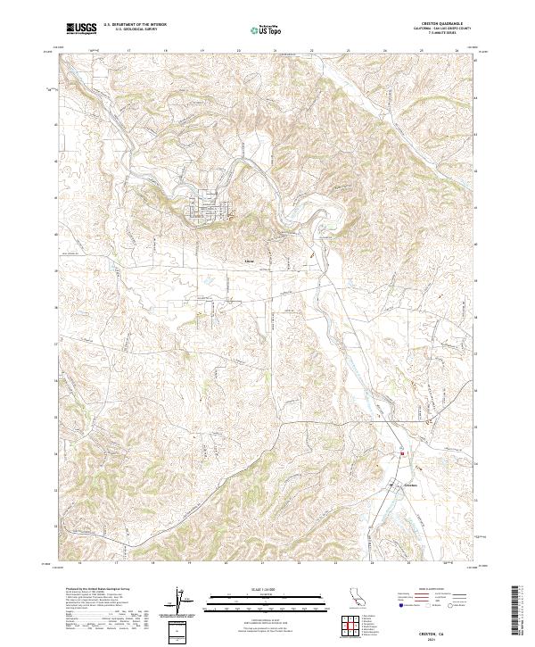 US Topo 7.5-minute map for Creston CA