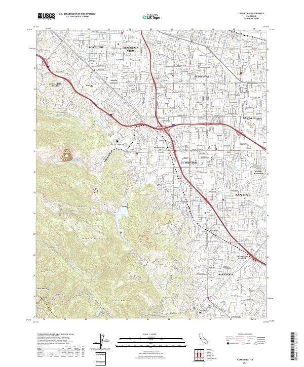 US Topo 7.5-minute map for Cupertino CA