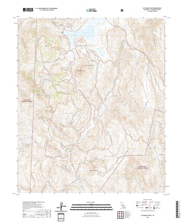 US Topo 7.5-minute map for Cuyamaca Peak CA