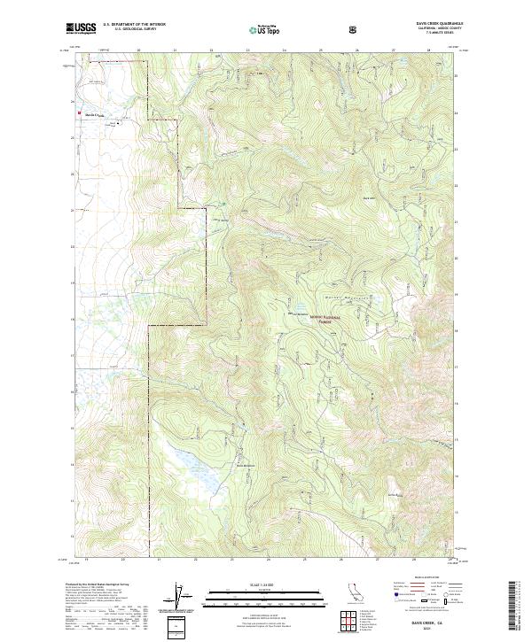 US Topo 7.5-minute map for Davis Creek CA