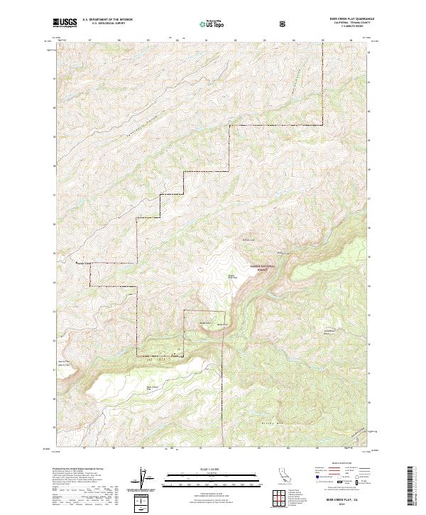 US Topo 7.5-minute map for Deer Creek Flat CA