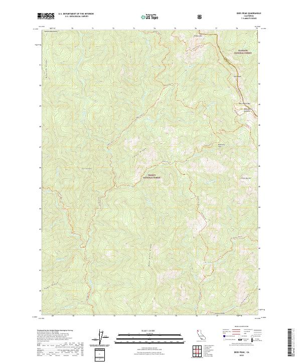 US Topo 7.5-minute map for Dees Peak CA