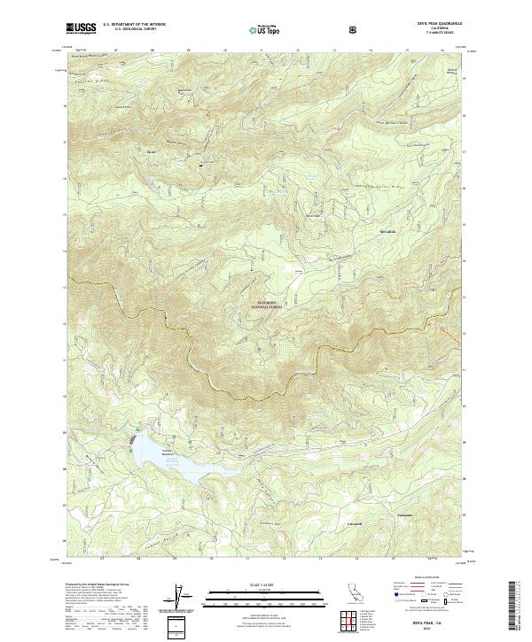 US Topo 7.5-minute map for Devil Peak CA