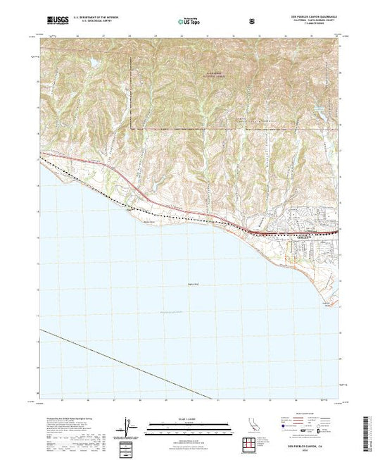 US Topo 7.5-minute map for Dos Pueblos Canyon CA – American Map Store