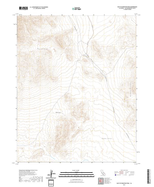 US Topo 7.5-minute map for East of Kingston Peak CA