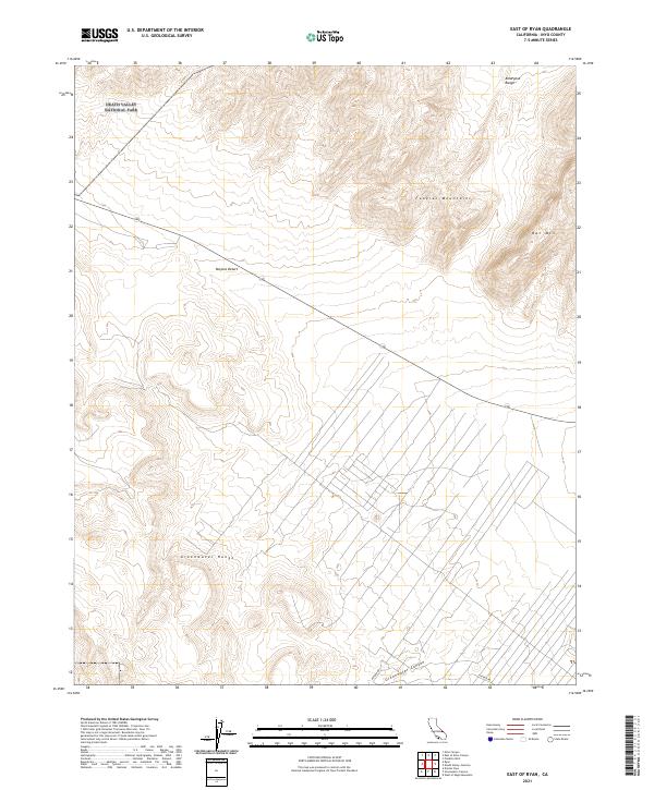 US Topo 7.5-minute map for East of Ryan CA