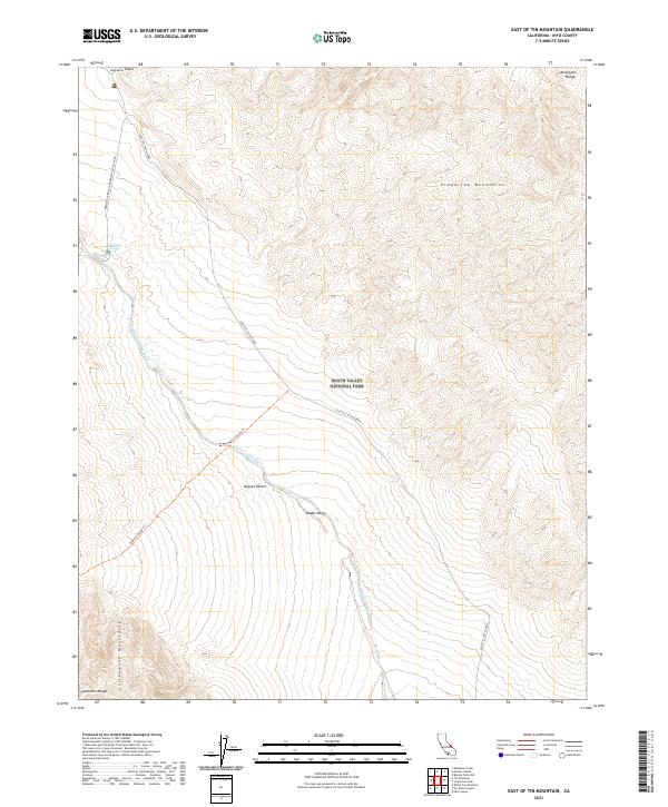 US Topo 7.5-minute map for East of Tin Mountain CA
