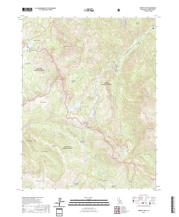 US Topo 7.5-minute map for Ebbetts Pass CA