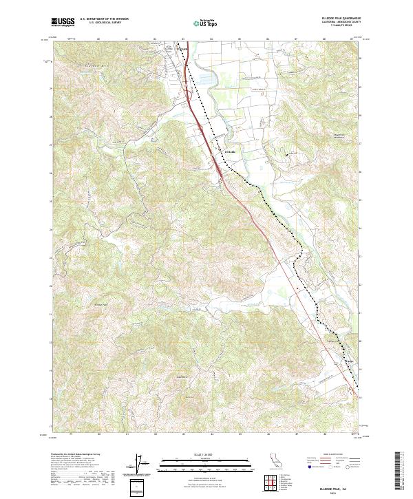 US Topo 7.5-minute map for Elledge Peak CA