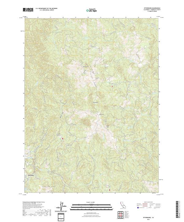 US Topo 7.5-minute map for Ettersburg CA