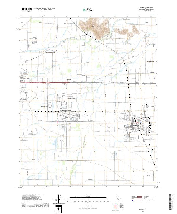 US Topo 7.5-minute map for Exeter CA