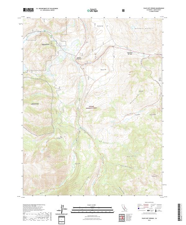 US Topo 7.5-minute map for Fales Hot Springs CA