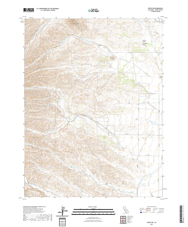 US Topo 7.5-minute map for Fruto NE CA