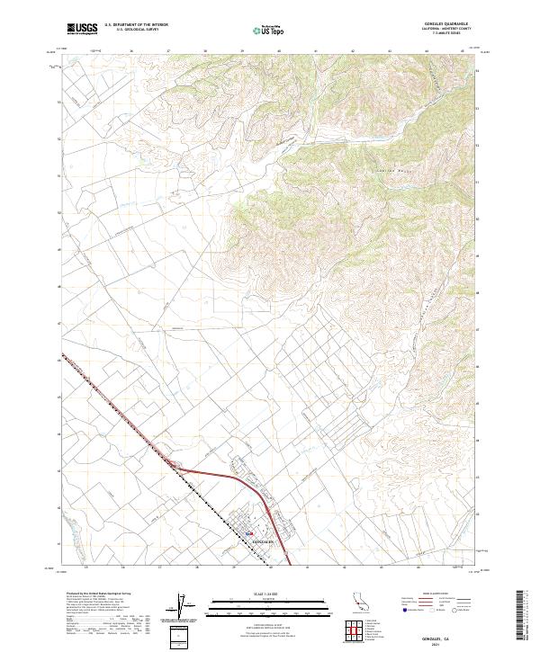 US Topo 7.5-minute map for Gonzales CA