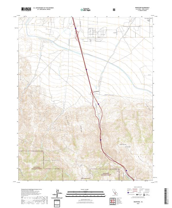 US Topo 7.5-minute map for Grapevine CA