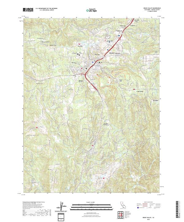 US Topo 7.5-minute map for Grass Valley CA