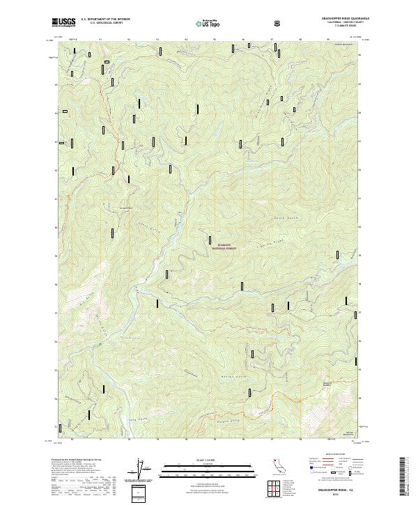 US Topo 7.5-minute map for Grasshopper Ridge CA