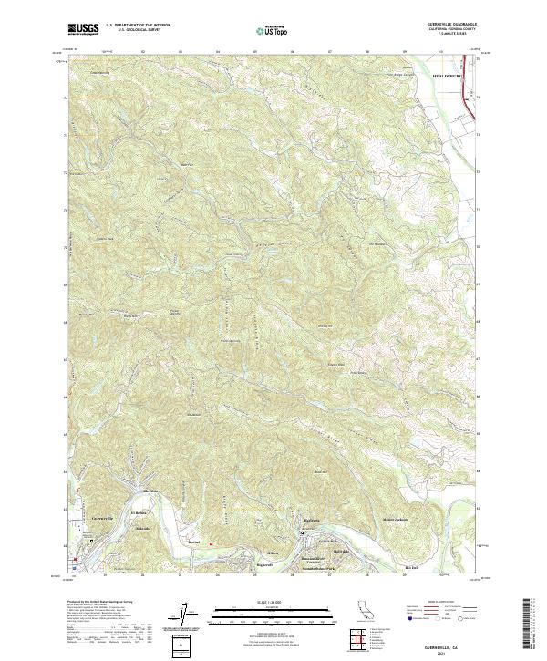 US Topo 7.5-minute map for Guerneville CA