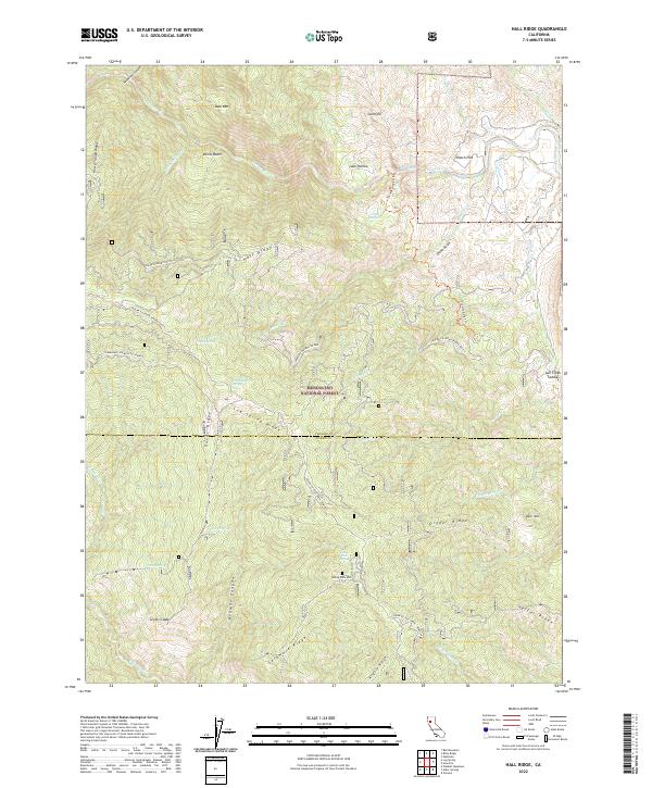 US Topo 7.5-minute map for Hall Ridge CA