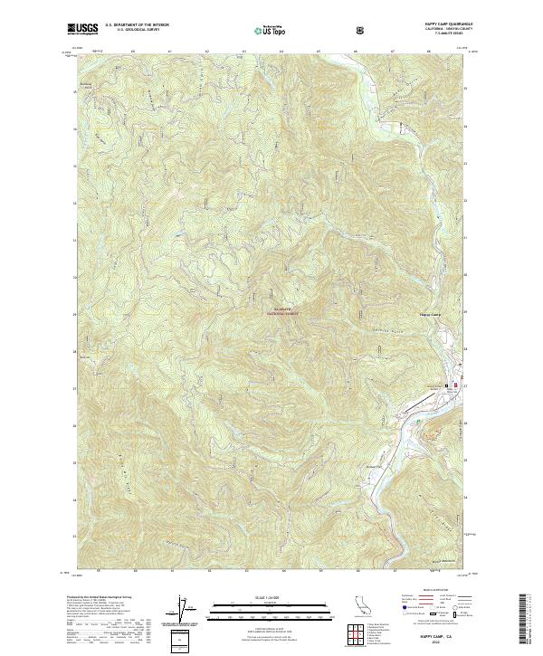 US Topo 7.5-minute map for Happy Camp CA